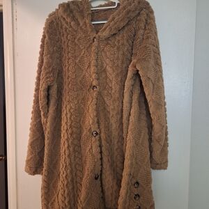 Cozy Brown Hooded Cardigan
